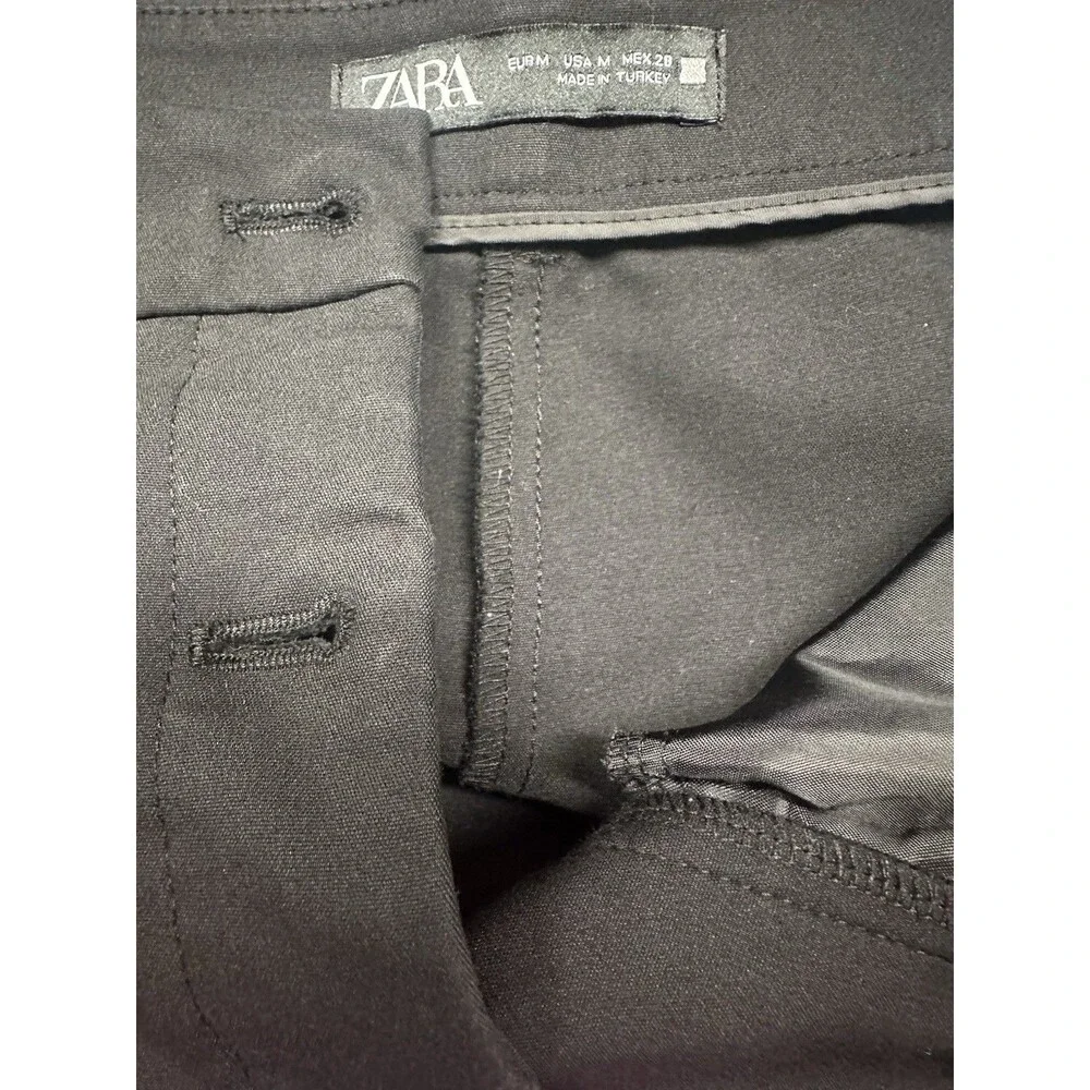 ZARA Women’s Black Bermuda Shorts M High Rise Button Front Pockets Solid